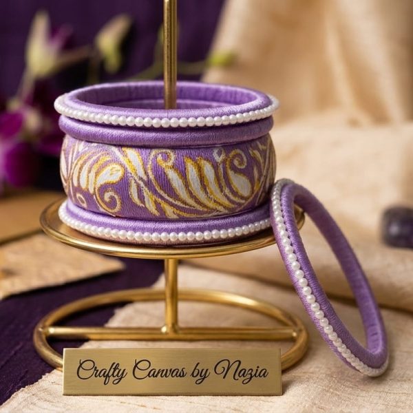 Alpona Pearl Hand-Painted Bangle Set | Handmade Traditional Bangles