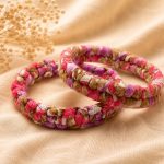 Multicolour Textured Bangles – Pink & Gold - Image 2