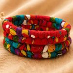 Vibrant Multicolour Textured Bangles – Red & Turquoise