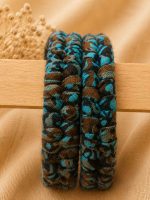 Teal & Black Textured Handcrafted Bangles - Image 2