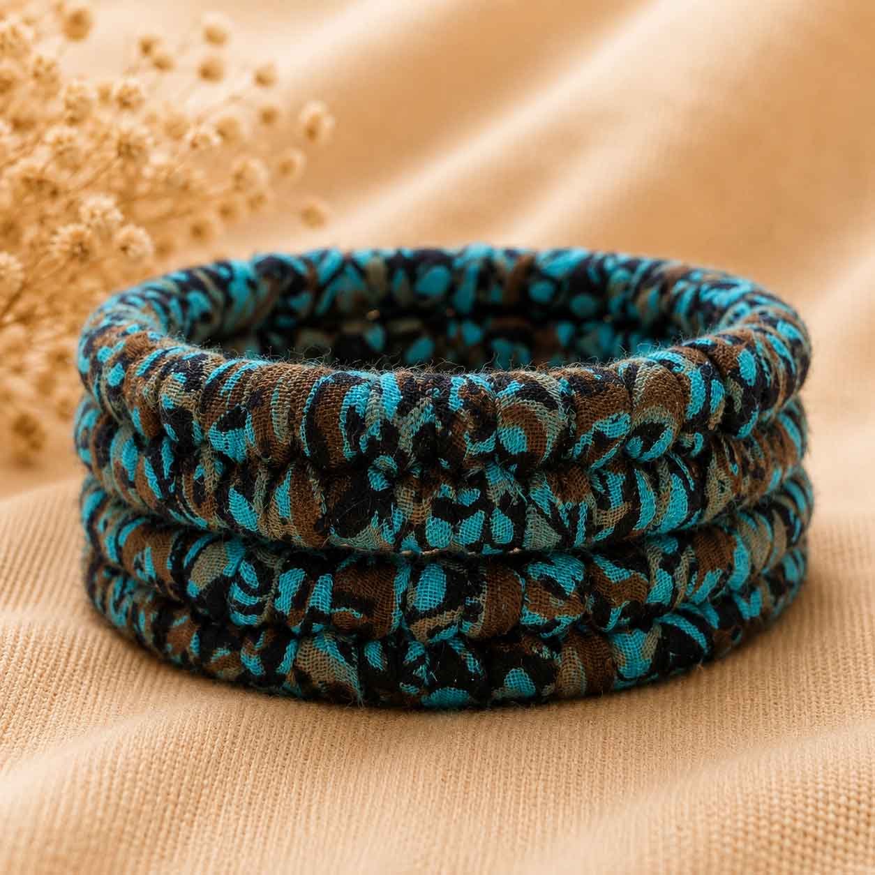Crafty_Canvas_by_Nazia_CCB-12_02 Teal & Black Textured Handcrafted Bangles - Image 1