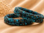 Teal & Black Textured Handcrafted Bangles - Image 3